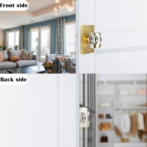 Dope Glass Crystal Dummy Door Knob Set For Interior Doors Hall Closet Non Turning Single Side Inactive 4 Pack Satin Brass Finish