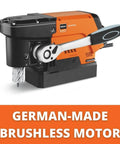 Fein JMC Magforce 90 magnetic base drill with brushless motor, orange and black housing with side handle