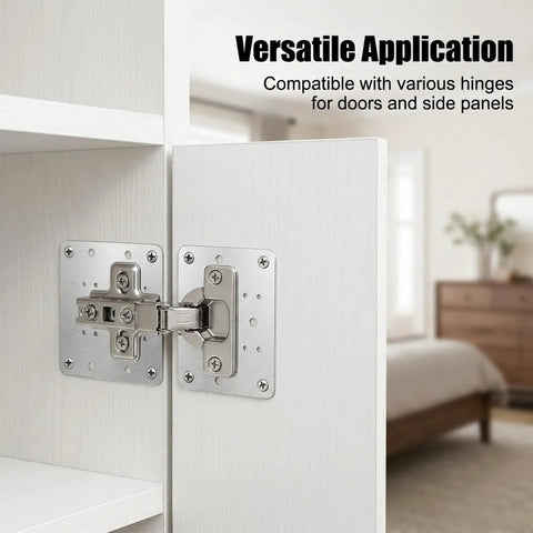 Stainless Steel Cabinet Hinge Repair Kit With 20 Door Hinges And 120 Screws for kitchen cabinets installation close-up