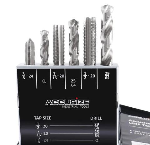18 Piece HSS UNF Tap And Drill Set With Fully Ground Taps And Drills For Precision Threading Includes UNF Sizes Six Forty UNF To One Half Twenty UNF And Drill Bits Thirty Three Twenty Nine Twenty Five Twenty One I Q