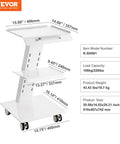 Rolling Lab Cart With Built In Socket 3 Tier Metal Trolley On Swivel Wheels Heavy Duty Lab Organizer For Clinic Beauty And Salon