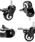 Heavy Duty Steel Plate Casters Five Pack 22Mm Universal Swivel Ball Wheels showing four caster wheels with steel brackets.