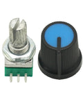 10K Potentiometer Rotary Potentiometer Kit 10 Pieces 3 Pin Linear B Type With Knobs for DIY Audio Guitar Amp close-up view