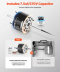 One Third HP RV Air Conditioner Fan Motor With Capacitor AC 115V 3A Dual Speed shown with matching capacitor