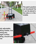 Heavy Duty Hand Push Line Paint Marker Roll Right Along Driveways Without Breaking A Sweat Crisp Stripe Applicator side view with adjustable paint position.