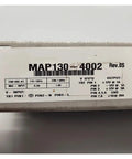 Label close-up of Heavy Duty Four Channel Industrial Power Supply MAP130-4002 showing input-output details.