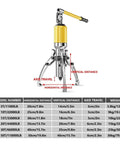 Top Notch Heavy Duty Hydraulic Puller 50 Ton Bearing Separator with long reach steel jaws and scale chart for hub assemblies.