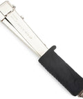 Heavy Duty Hammer Tacker Stapler For 3/8 Inch Crown Staples One Hand Operation Manual Workhorse For Roofing Fencing Flooring Construction Built Like A Tank With Straight Shooting Accuracy And No Sweat Grip, close-up view.