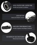 Pro Grade 2 Pin Waterproof Connector 16Mm Circular Aviation Plug IP67 Sealed Male Female Socket showing gold-plated pins and lock button.