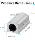 2 Pack SCS20LUU Linear Ball Bearings, 20mm ID, 96mm Length, High Hardness Wear Resistant Steel For Smooth CNC Linear Motion, Precision Guide Rails, Ideal For Machinery And 3D Printers, dimensions shown