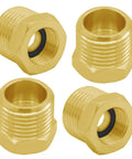 Set of 4 durable brass adapter for faucet hoses, 1/2 G male to 3/8 compression female, ideal for kitchen, bathroom, and RV plumbing.
