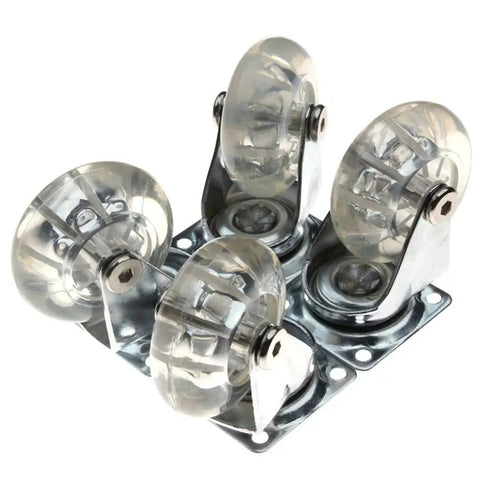 4 Pack Transparent Pu Replacement Caster Wheels For Office Chairs Sofas And Trolleys Slick Rolling Swivel Treads close-up on smooth glide design