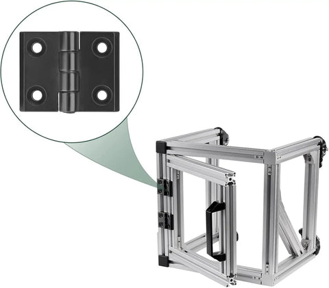 2 Pack 4040 Zinc Alloy Hinges For Aluminum Extrusion Profiles 180 Degree Adjustable Folding Door Hinge with frame in black