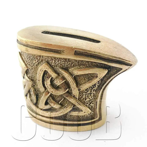 Hand cast bronze pommel from Finger Guard Bolster And Pommel Knife Handle Set For Custom Blade Making, textured vacuum casted finish