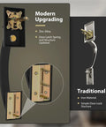 Comparison of modern zinc alloy latch with traditional iron latch for Matte Black Double Door Handle Set With Heavy Duty Zinc Alloy Construction, Reversible Handles For Left Or Right Opening, Includes Lock Set And Dummy Lever, Durable Matte Finish, Tough As Nails Front Door Hardware Built To Stand Up To Everyday Use.