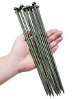 50 Pack Number 14 X 10 Hex Head Timber Screws Heavy Duty Exterior Deck Fasteners self drilling tips held in hand.