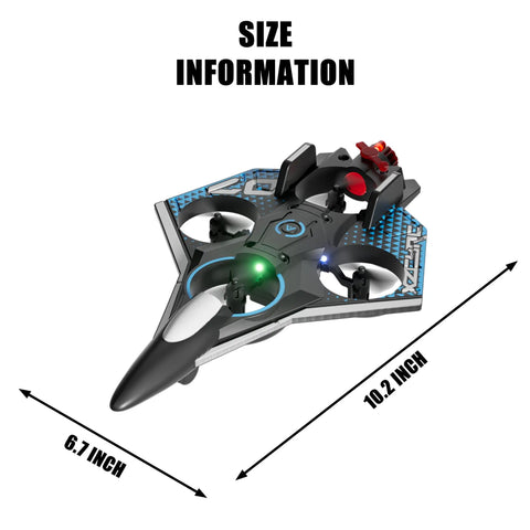 Remote Control RC Airplane With Spray Effect And LED Lights, Foam Fighter Jet, size dimensions in inches, black color