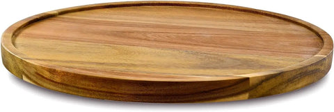 10 Inch Acacia Wood Lazy Susan Organizer Turntable For Cabinet And Pantry, Rotating Tray with Natural Wood Grain