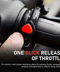Universal Motorcycle Cruise Control Throttle Lock Waterproof Handlebar Bracket Rock Solid Wrist Saver For Atvs And E Bikes Effortless Long Haul Cruising Gear Grip Tight Black with one-click release mechanism.