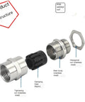 Stainless Steel Conduit Cable Gland Salt Spray Resistant Compatible With M20 M25 Metric Fittings, disassembled view showing components.