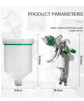 Hella Adjustable Pneumatic Paint Sprayer Featuring Pro Grade Brass Valve And Rock Solid Chrome Aluminum Housing Delivers Slick Coatings For Fast Auto Detailing Or Household Makeovers Without Any Hassle with dimensions and clear body.
