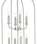 Leyden Collection 8 Light Brushed Nickel Farmhouse Foyer Pendant Light For Dining Room Hallway Staircase Entryway Open Frame Rusti