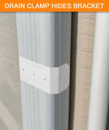 Downspout Gutter Pipe Clip Hidden Bracket 3x4 White Set Of 2 installed on exterior wall