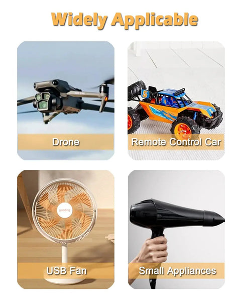 Drone, remote control car, USB fan, hair dryer - uses for Ten Pack Of Tiny 130 Miniature DC Motors With Wire For DIY projects.