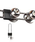 All Metal Double Door Locking Bar For Inswing And Outswing Doors, Keyed Extra Lock With U Shaped Barrier, Heavy Duty Security Device For Double Handles Knobs Levers, Prevents Kick Ins And Forced Entry in silver finish with keys