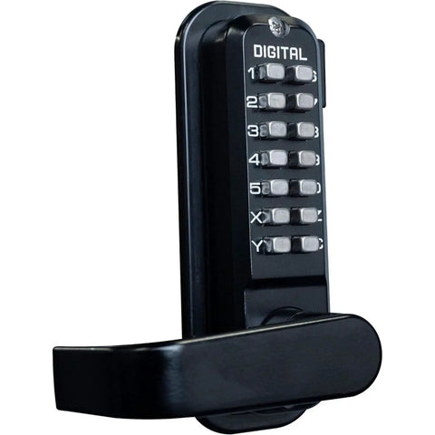 Heavy Duty Marine Grade Double Combination Lever Gate Lock In Jet Black Rust Resistant Finish with digital keypad for secure access.