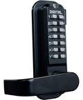 Built Tough Marine Grade Mechanical Double Combo Gate Lock With Surface Mount Lever Handle Jet Black Finish large size close-up view