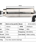 Heavy Duty 5.5KW Water Cooled CNC Spindle With ER32 Chuck 125mm Diameter 24000 RPM For CNC Routers Engraving And Milling Machines Packed With Power And Precision, dimensions and specifications chart