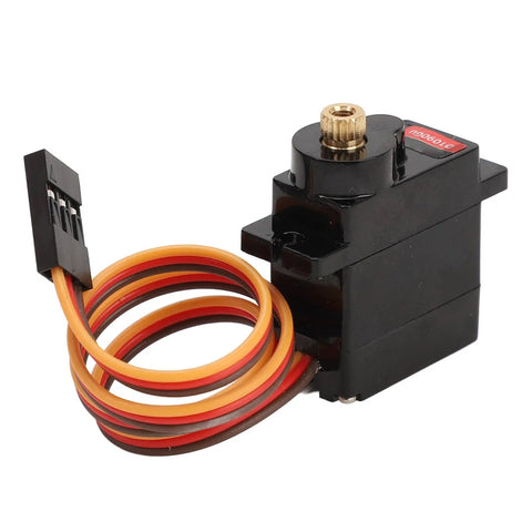 Lightweight 9G Servo Motor Kit With Heavy Duty Copper Gears built for nimble RC cars, featuring black body and colored wires.