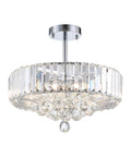 Raindrop Crystal Chandelier With Five Lights, round pendant ceiling light, K9 crystal in polished chrome, 16x15 inch, side view