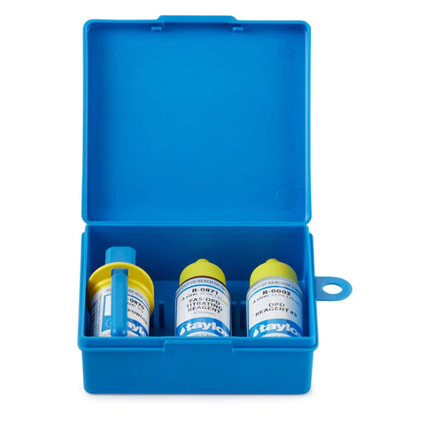 Game Changing Pool And Spa Water Test Kit FAS DPD Chlorine Drops For Free And Combined Chlorine Check with reagents in blue case