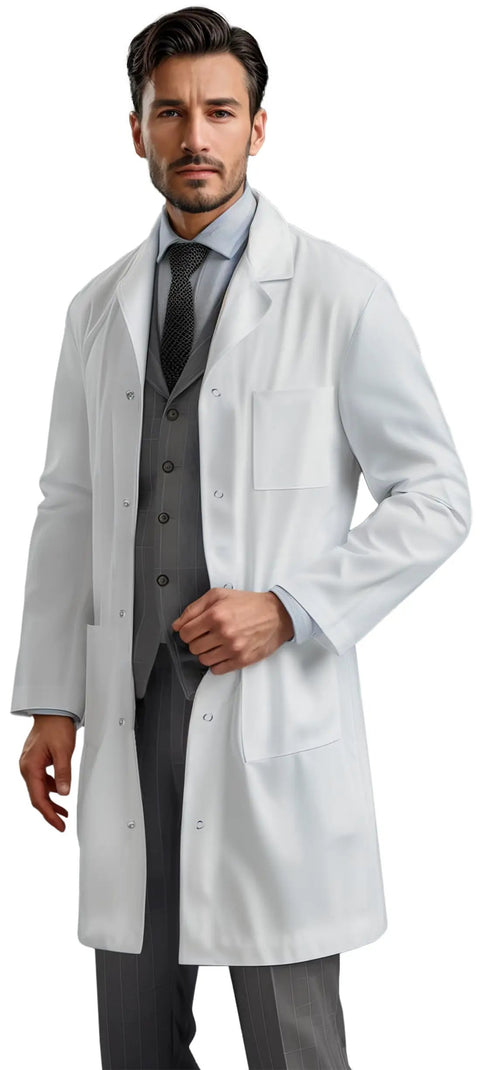 White Unisex Lab Coat With Roomy Fit For Over Clothes Size M Comfortable Medical Coat For Clinics And Labs Classic Yet Modern Workwear Easy On And Off