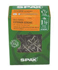 Box of SPAX 8 X 2 Exterior Wafer Head Wood Screws, Torx T-Star Plus, rust resistant, 1500 count, for decks and outdoor projects.