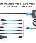 Universal 54.6V 2A Charger For 4.8V Li Ion Battery Packs with six plug options displayed on a white background.