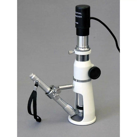 Handheld Measuring Microscope With 20x 50x 100x Magnification, 100 Unit Range, 0.01 Reticle, Achromatic Lenses, 17mm Field Of View, 30mm Working Distance, Ideal For Field Work, Lab, And Quality Control Inspections, side view