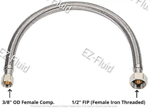 Braided Stainless Steel Faucet Water Supply Line Set Ten Pack Sixteen Inch Each Half Inch Female To Three Eighths Inch Compression