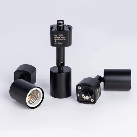 H Type Track Lighting Head To E26 Medium Screw Base Adapter Light Direction Adjustable Black Pack Of 12 Bulbs Not Included