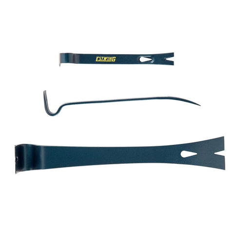 3 Piece Pry Bar Set With 5.5 Inch, 7.5 Inch And 10 Inch Nail Pullers, Wide Thin Blades, Forged Steel Construction, High Leverage Design