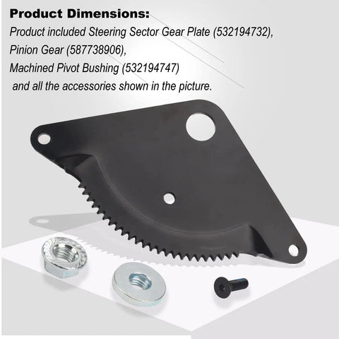 Steering Gear Rebuild Kit With Hardware For Craftsman AYP Poulan Weedeater Lawn Mowers includes gear plate and accessories