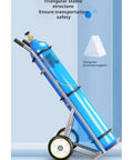 Heavy Duty Two Wheel Gas Cylinder Hand Truck And Oxygen Tank Rolling Cart featuring stable triangular design and dual wheels.