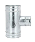 Front view of Three Way Duct Splitter Connector For HVAC And Dryer Systems, 6 Inch To 5 Inch Galvanized Steel T Shape Vent Duct Hose Adapter
