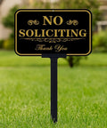 Heavy Duty No Soliciting Yard Sign With 37 Inch Adjustable Stake For Home And Biz 14 By 10 Inch Aluminum Sign 40 Mil Thick Outdoor