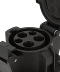 Type 1 EV Charging Socket Black AC Charger Connector SAE J1772 with open cover showing five-pin design for electric vehicles.