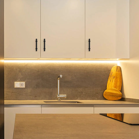Kitchen featuring cabinets with 30 Pack Matte Black 5 Inch Cabinet Pulls With Square Base For Kitchen Cabinets And Cupboards, 3 Inch Center To Center Hole Spacing, Durable Hardware Handles For Drawers And Doors Ideal For Modern Kitchens.