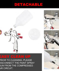 R700 LVLP Air Spray Gun With 1.8mm Nozzle Gravity Feed Paint Sprayer 600cc Plastic Cup easy cleaning process visual aid