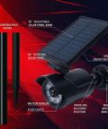 Solar Motion Sensor Flood Light With 8 LEDs And 500 Lumen Output for Garage Yard Driveway Pathway showing components